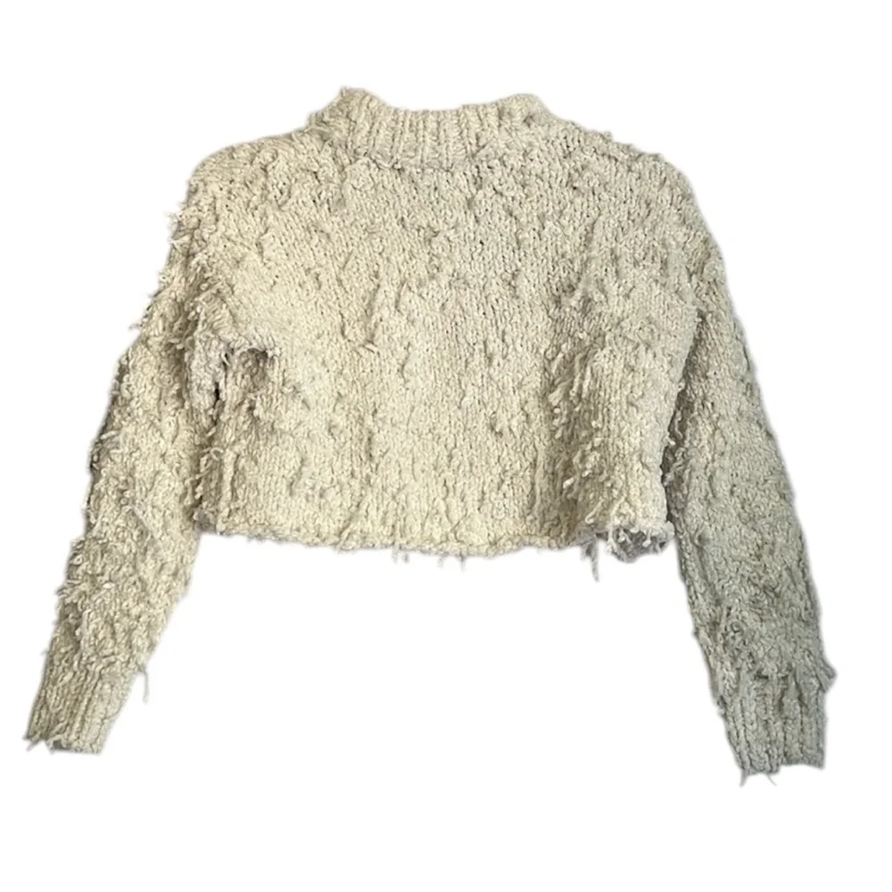 Urban Outfitters White Crop Mock Neck Shaggy Soft Sweater, SZ: XS - Picture 2 of 7